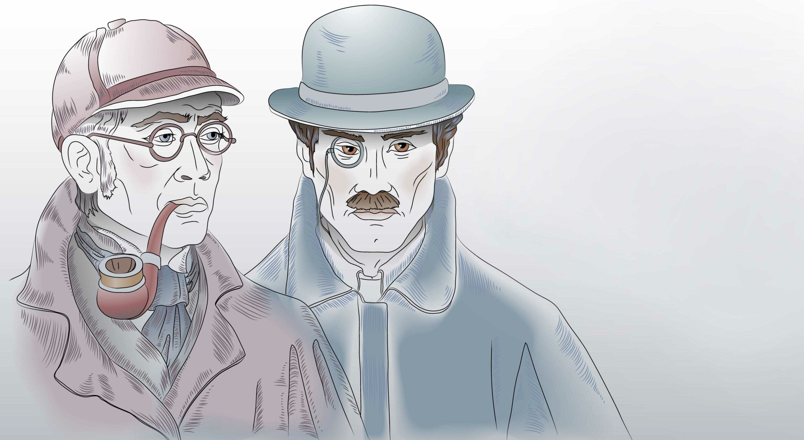 Детектив конан дойл. Холмс и доктор Ватсон рисунок.